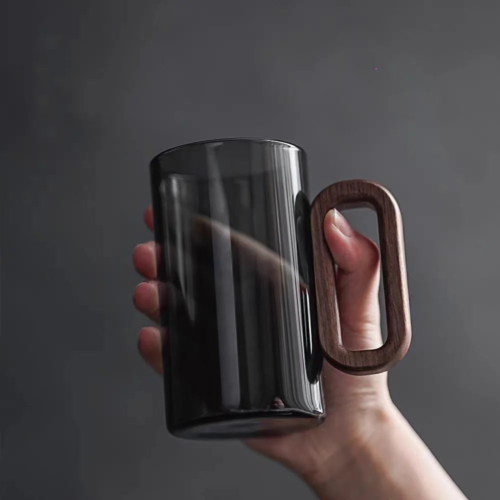 OakHaven Glas Mug – Rustik Elegans med Trähandtag Carvallo