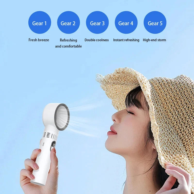 Carvallo Bladeless Handfläkt med Digitaldisplay | 100-Stegs Vindkraft | USB-laddning & 3000mAh Batteri | Bärbar Turbofläkt Carvallo