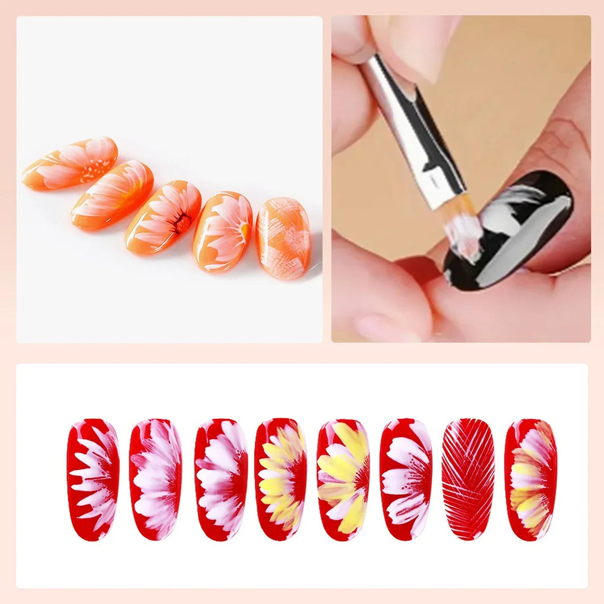 Carvallo-penselsæt NailMuse 8-pak | Fine detaljpenner til gel og neglekunst | Træhåndtag | Fås i 5 farver Carvallo