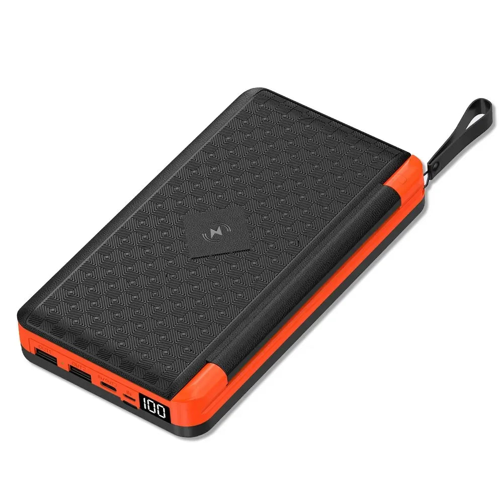 Carvallo Powerbank VoltMate Flip 15W | 10.000/20.000mAh | Trådlös Qi-laddning | Solpanel hopfällbar | Vattentålig & Stöttålig Carvallo