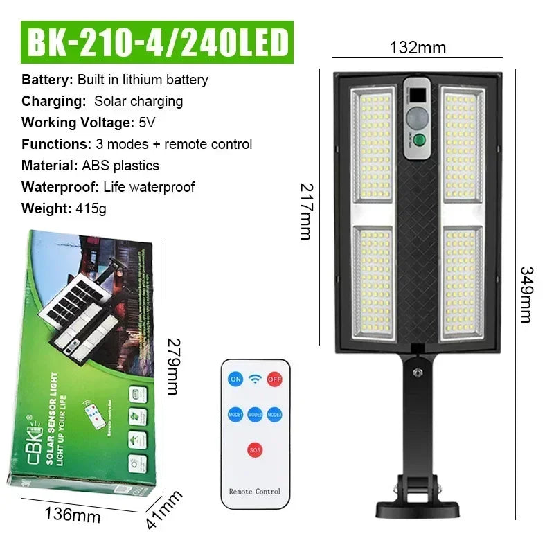 Carvallo ProMotion 55 Solarlampa med rörelsesensor | 55 LED | IP65 Vattentät | Med fjärrkontroll & 3 lägen | 320° Spridningsvinkel Carvallo