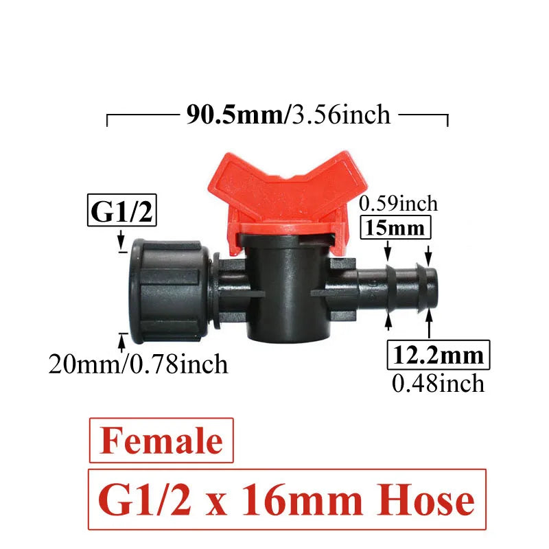 Carvallo FlowTura ConnectPro | Mini-kula ventil med slanganslutning och gänga | För trädgård, PE-slang och droppbevattning Carvallo