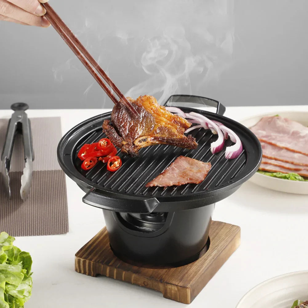 Carvallo Japanesisk Mini-Grill med Alkoholkamin | Bärbar Bordsg grill utan rök | Kompakt och beläggningsfri | För Camping och Balkong Carvallo