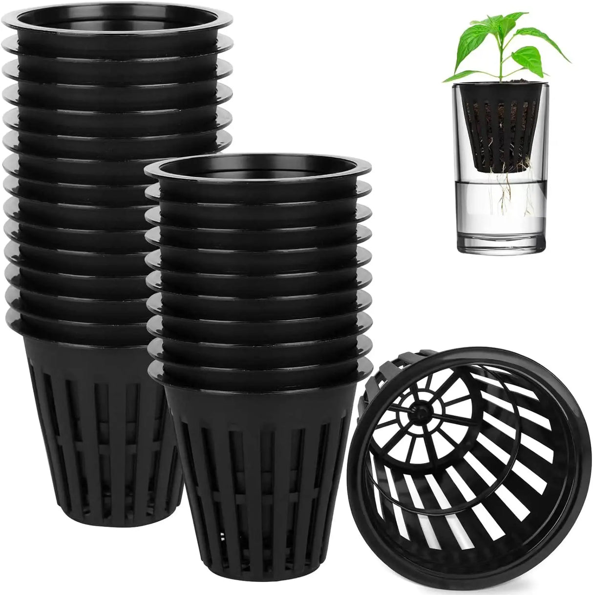 Carvallo Grow | 50-100 set nätkopp för hydrokultur & odling | 5,5 × 5,5 × 5 cm | Återanvändbar & UV-beständig Carvallo