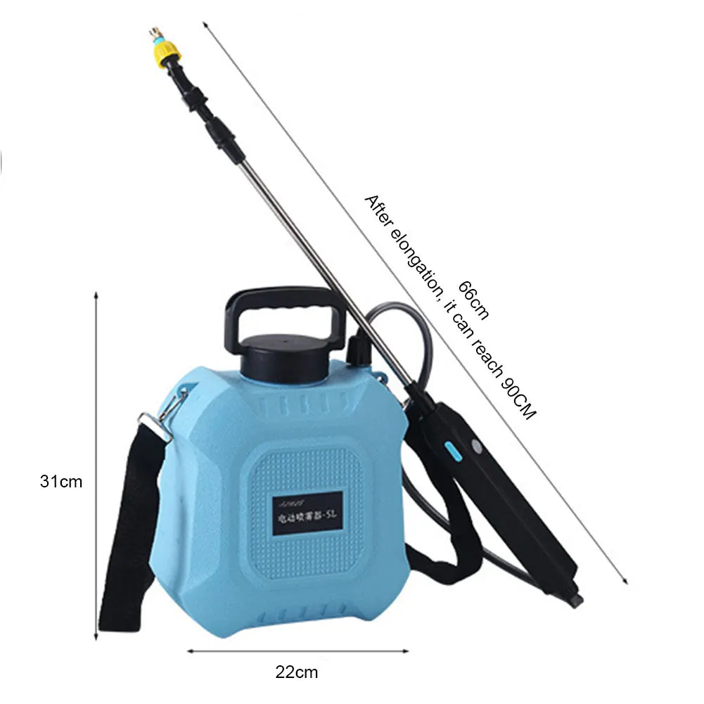 Carvallo Pro Akku-Druckspruta | 5 L axelsprutflaska | USB-laddning & justerbar munstycke | För trädgård, rengöring & ogräsbekämpning Carvallo