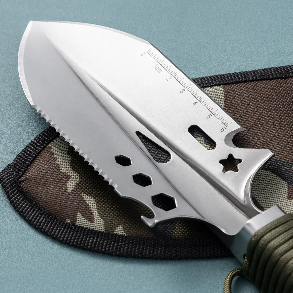 Carvallo Multifunktions-Fällspade av rostfritt stål | Kompakt & Bärbar | För Camping, Vandring & Trädgård | Med förvaringsväska Carvallo