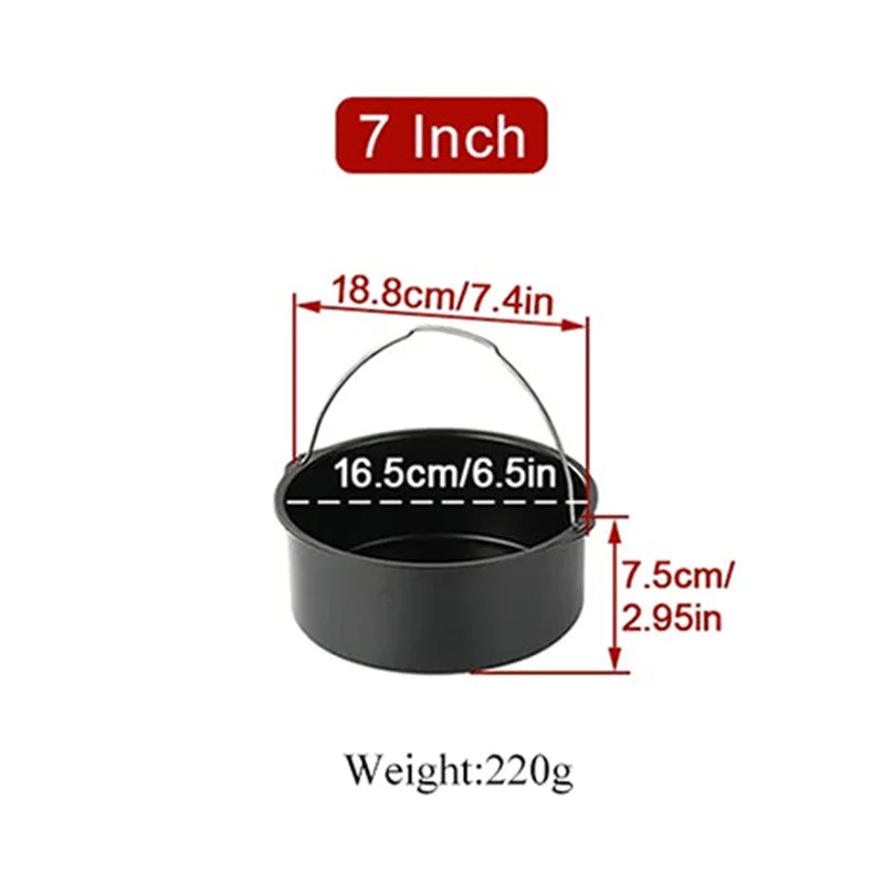 Carvallo Rund Bakform 6/7/8 Tum med Handtag | Non-stick Bakform för Tårtor, Pizza & Airfryer | Stål Bakform med Beläggning | Ugns- & diskmaskinssäker Carvallo