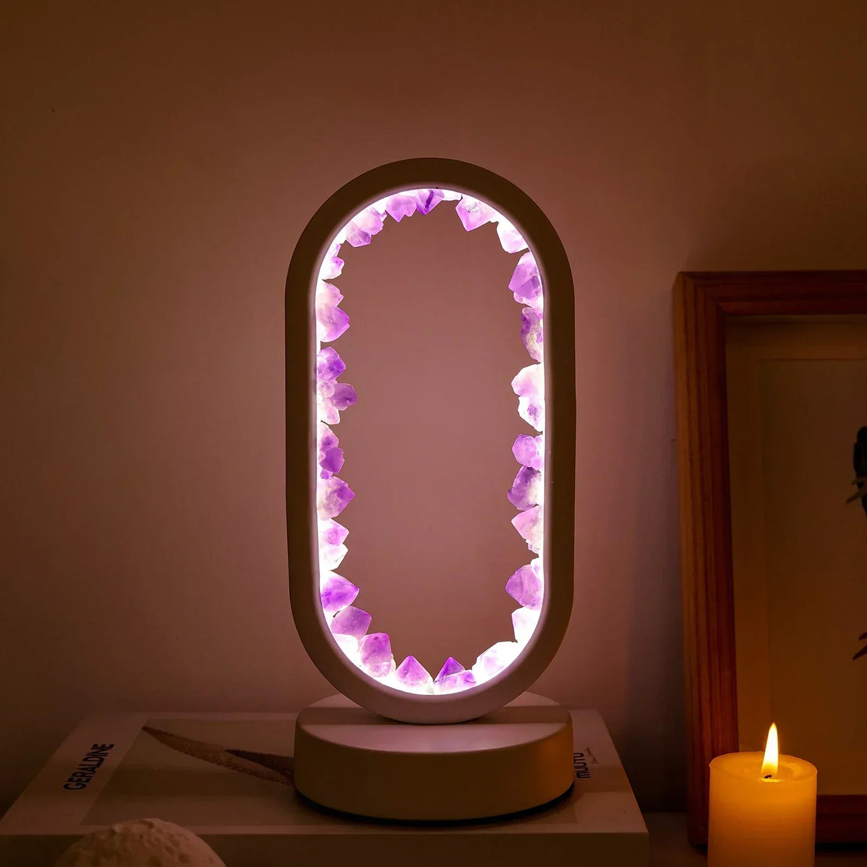 Elegant Amethyst Crystal Lamp – Ambient LED Belysning för Avkoppling Carvallo