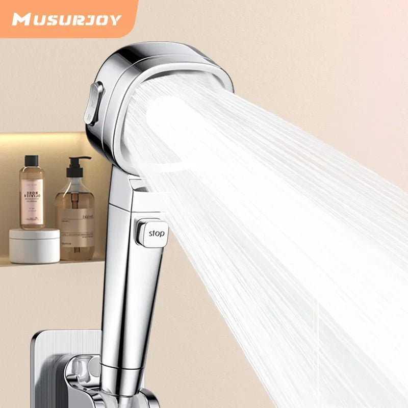 Carvallo AquaJet Flow | 3 stråltyper | Vattensparande & tryckförstärkande | Handdusch i silver Carvallo