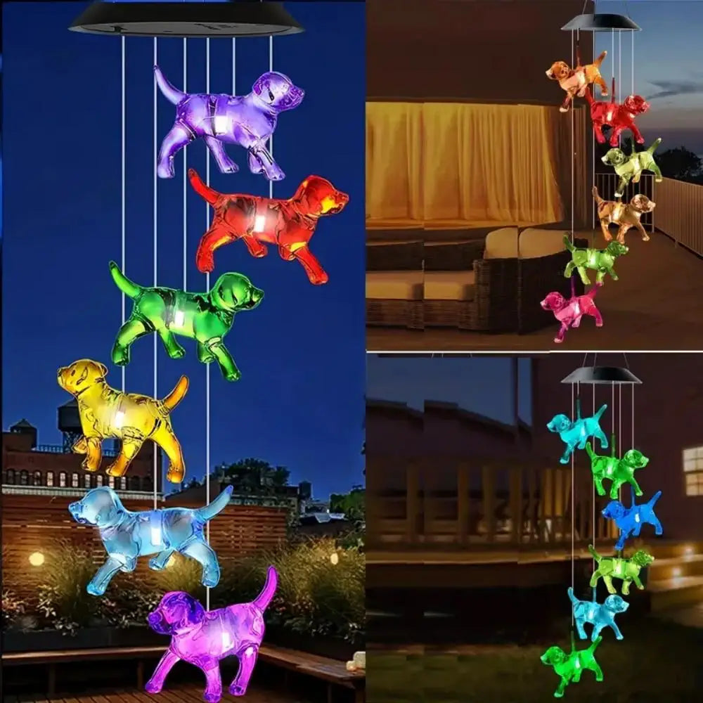 Carvallo ColorChime Solvindspel med färgväxling | LED-belysning på natten | Väderbeständig & Dekorativ | För Trädgård, Balkong & Fönster Carvallo
