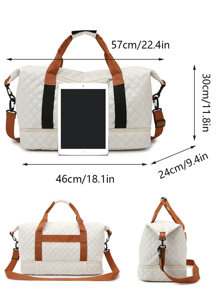 Carvallo resväska med skofack | Stort utrymme & argyle-design | Weekender i nylon för sport, korta resor & vardag Carvallo