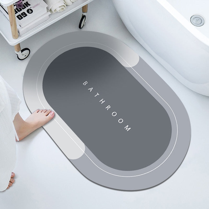 Ultraabsorberande Oval Badrumsmatta-Home-bellasverige-Bathroom Ljusgrå-40X60CM-Hemnix