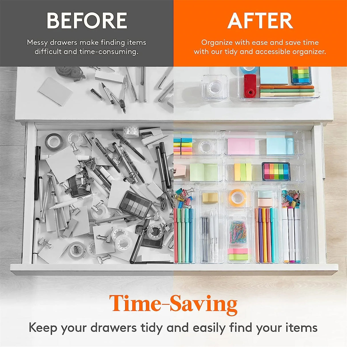 Carvallo Organizer Set | 18-delar | Transparent & Mångsidig | OrdixClear® Förvaringssystem Carvallo