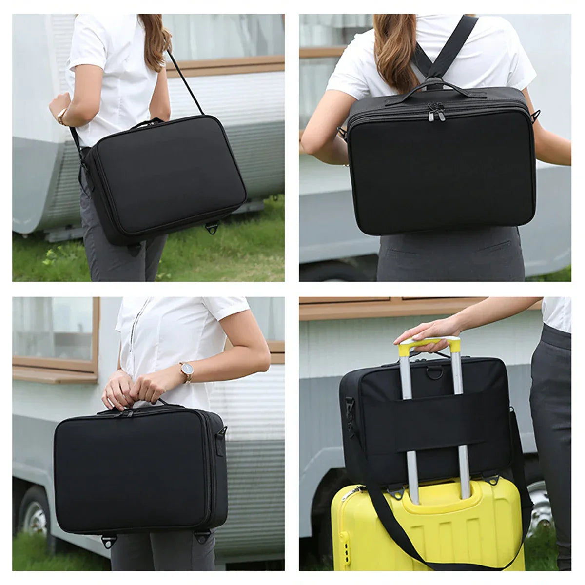 Carvallo Pro Make-up-väska | Bärbar kosmetikorganisatör med fack | För makeupartister, nageldesigners & resor Carvallo