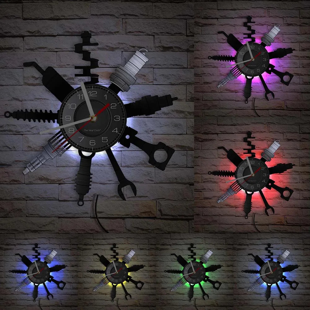 AutoReparation - Vinyl Väggklocka med Modern Garage Design Carvallo