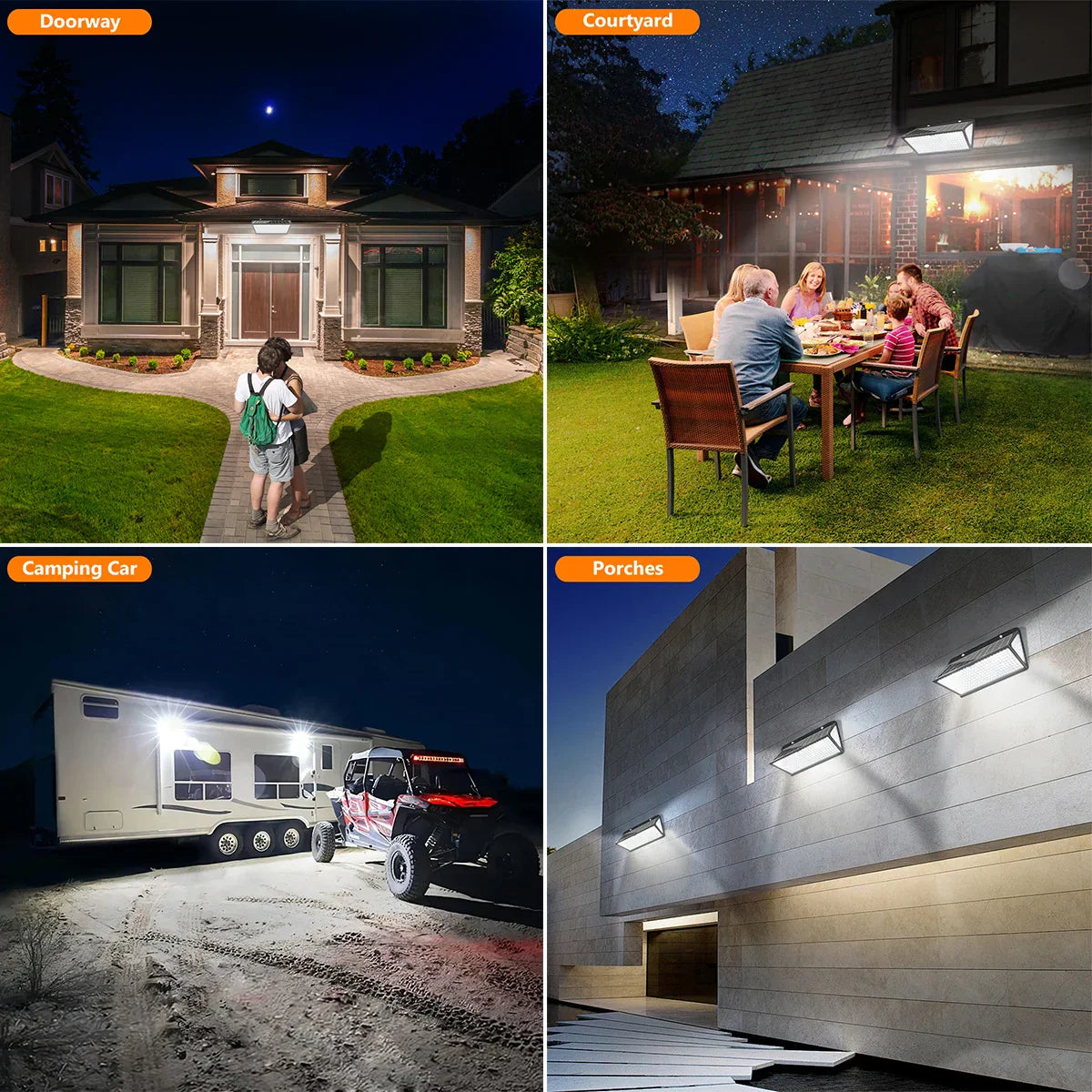 Carvallo UltraShine 258 Solar-vägglampa 258 LEDs | 270° spridningsvinkel | Rörelsesensor med 3 lägen | IP65 Vattentät | För trädgård, garage & stängsel Carvallo