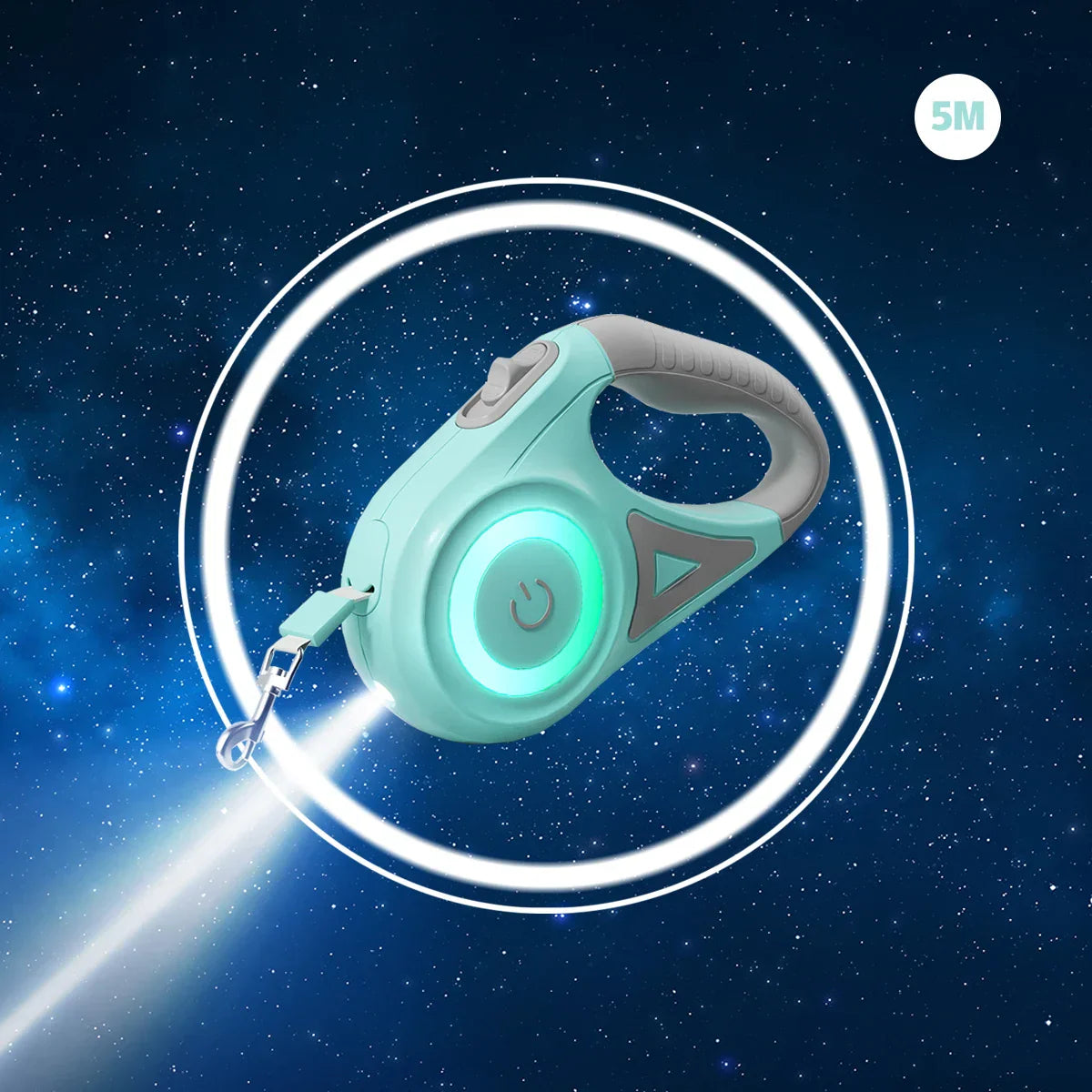 Carvallo Hundeleine LumiLeash FlexiLight | Utdragbar koppel med belysning | 3 m & 5 m längd | För hundar & katter upp till 35 kg Carvallo