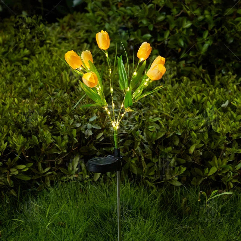 Carvallo Solartulip | LED trädgårdslampa i blomform | Solarbetriven | Väderbeständig & dekorativ | För trädgård, balkong & gångar Carvallo