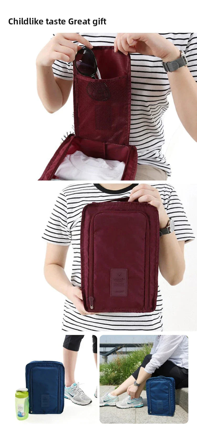 Carvallo Cube Vattentålig Reseskoförvaring | Fällbar Skotaska med Nätfack | 21 × 30 × 11,5 cm Carvallo