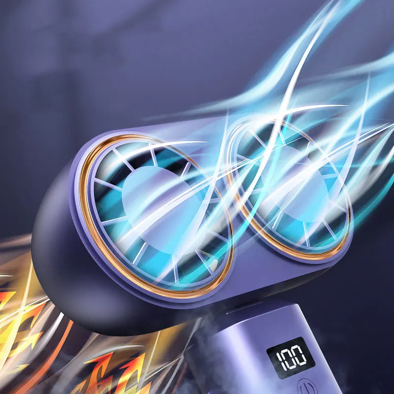 Carvallo Go Dubbel-Turbo Fällfläkt | 5 Hastigheter | USB-Laddning | Bärbar Handfläkt för Sommar & Resor Carvallo