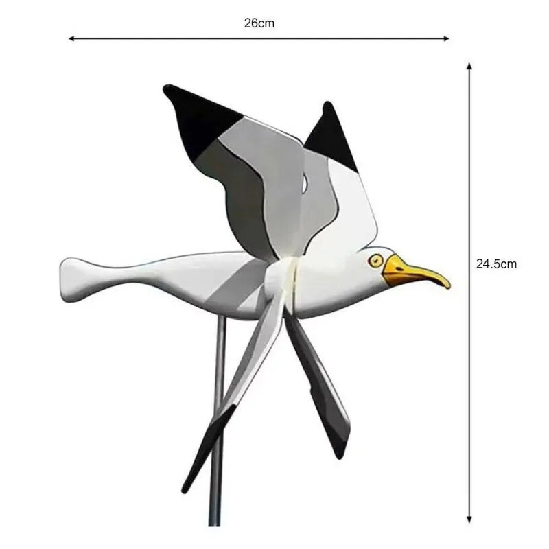 Carvallo-Deko Vindfågel SkyGull | Kreativ Vindspinner med måsdesign | Väderbeständig & höjdjusterbar | 25 cm Figur Carvallo