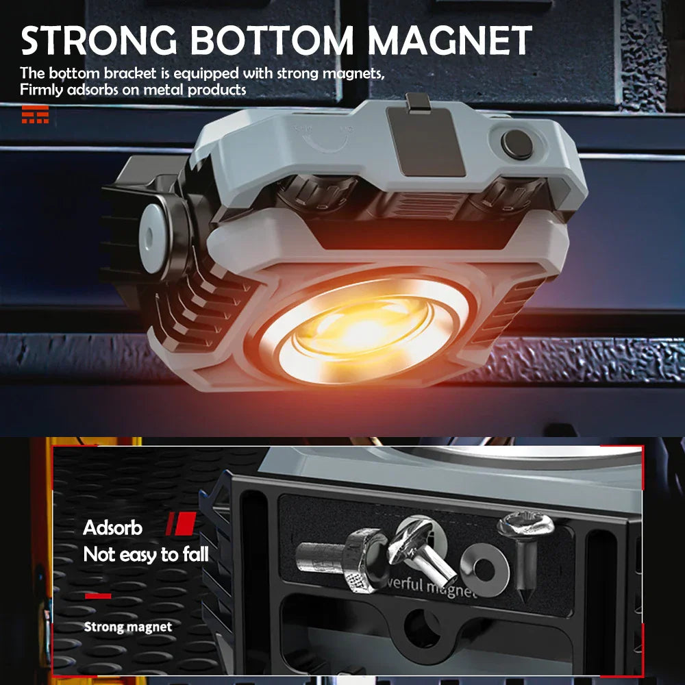 Carvallo MagnoBeam Pro | Uppladdningsbar & dimbar | 1500 lm COB + TG3 Spotlight | Magnetisk & IP66 vattentät Carvallo