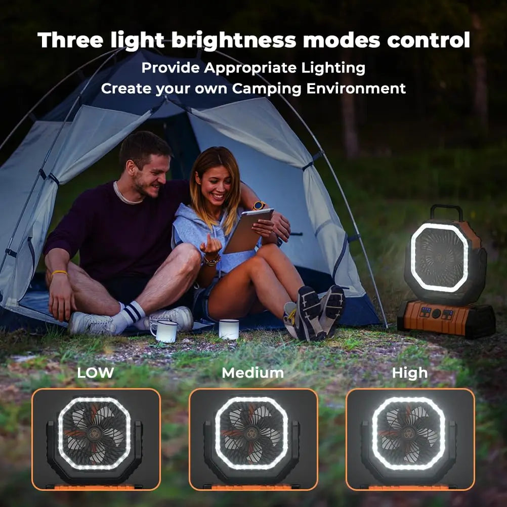 20000mAh uppladdningsbar campingfläkt med LED-lampa och USB-strömbank Carvallo