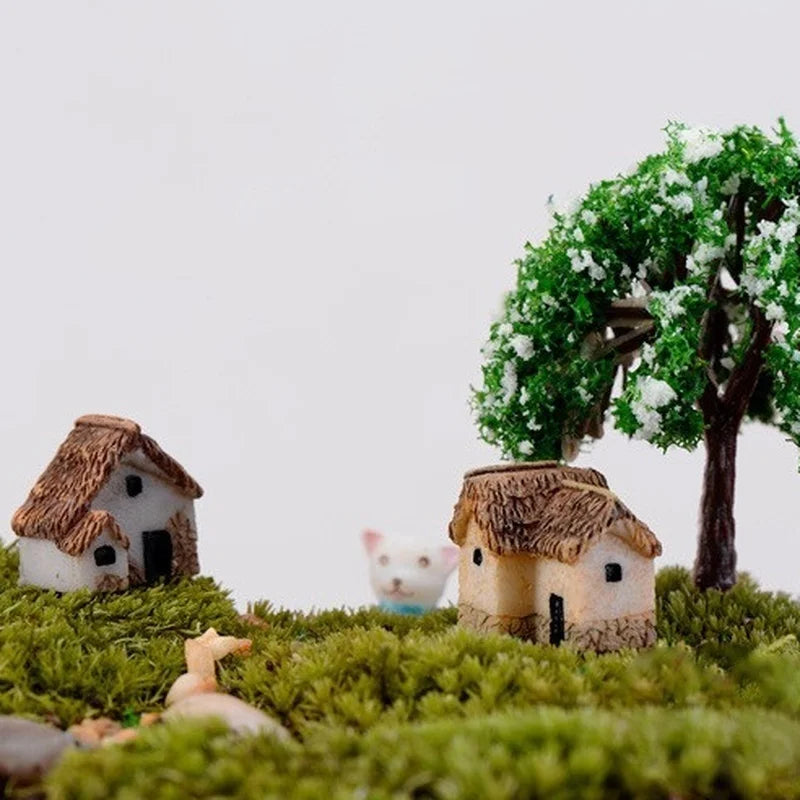 Carvallo FairyHome Set Miniatyrhus 4-pack | Feingård & Dekorationsfigurer | Harts | 2x2x1,5 cm | För DIY & Sagoträdgårdar Carvallo