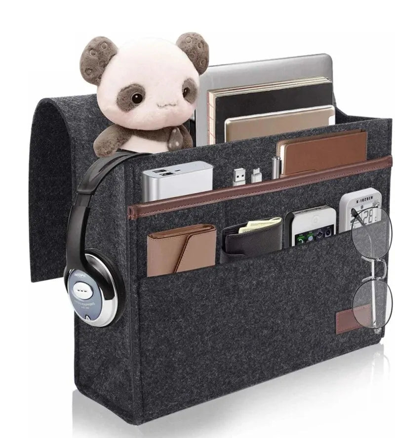 Carvallo Filz-säng-organisatör för upphängning | Praktisk förvaring vid sängen eller soffan | Hängande väska för surfplatta, fjärrkontroll & tillbehör Carvallo