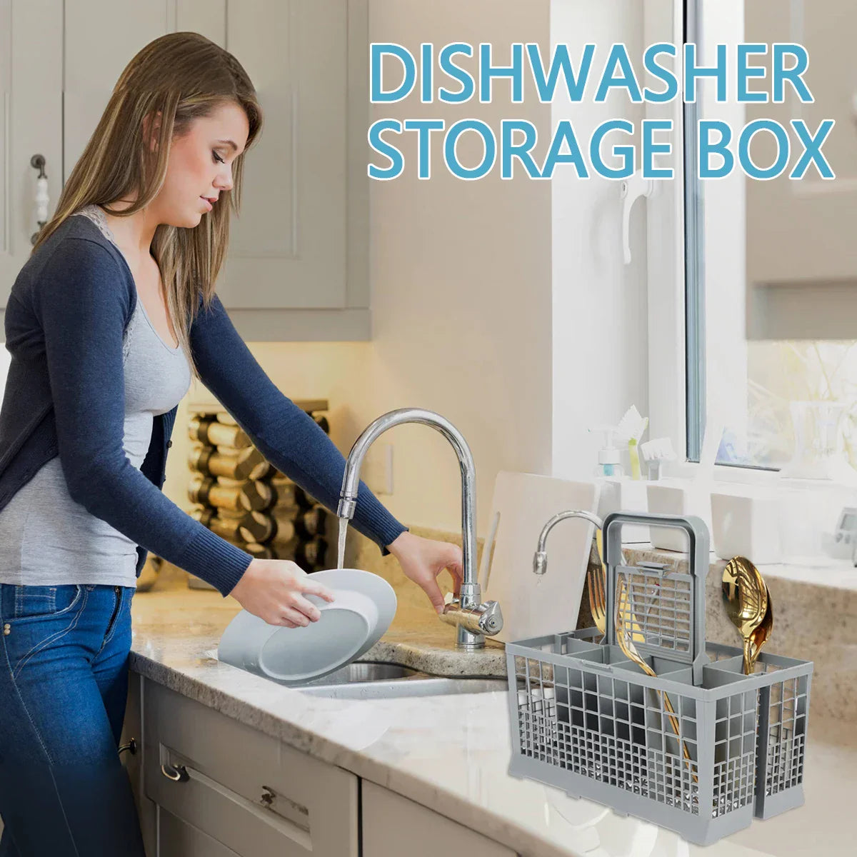 Carvallo Diskmaskinbestickkorg | Ersättningsbestickkorg för diskmaskin | Fällbar universalanvändning | Grå Carvallo