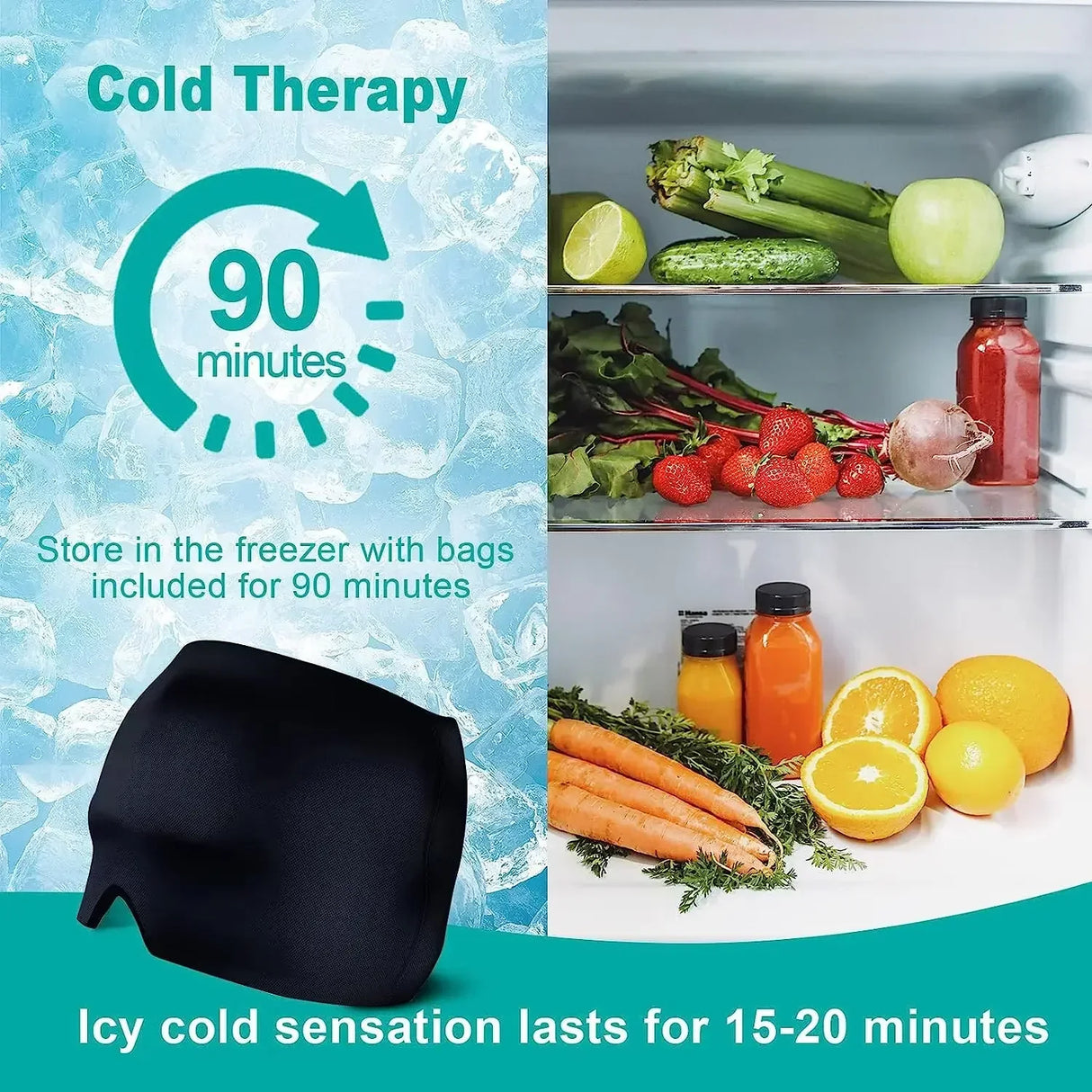 Migränlindringshuva – Kallterapihuvudwrap för huvudvärk och stresslindring Carvallo