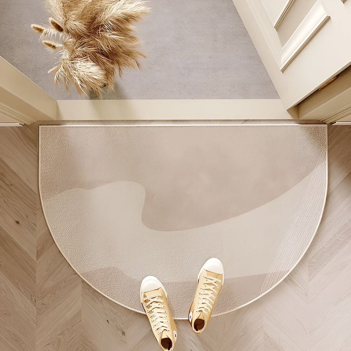 Halvkrets dörrmatta – Halkfri och dekorativ | För inomhus- och utomhusbruk, hall och vardagsrum Carvallo
