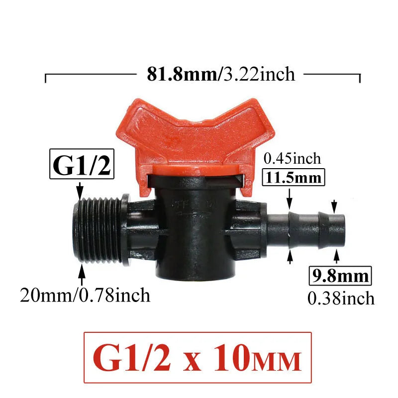 Carvallo FlowTura ConnectPro | Mini-kula ventil med slanganslutning och gänga | För trädgård, PE-slang och droppbevattning Carvallo