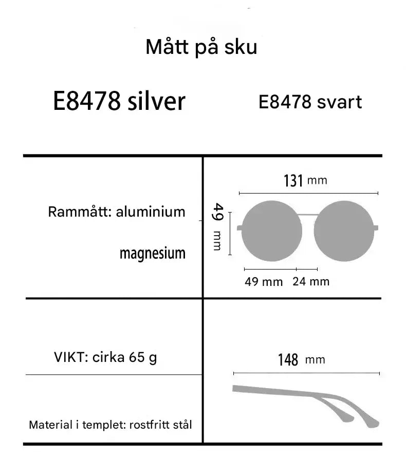 Solvyn – Justerbara Runda Solglasögon för Män & Kvinnor | Polariserade med ND-Liknande Filter och Retrostil-Sunglasses-BB-Hemnix