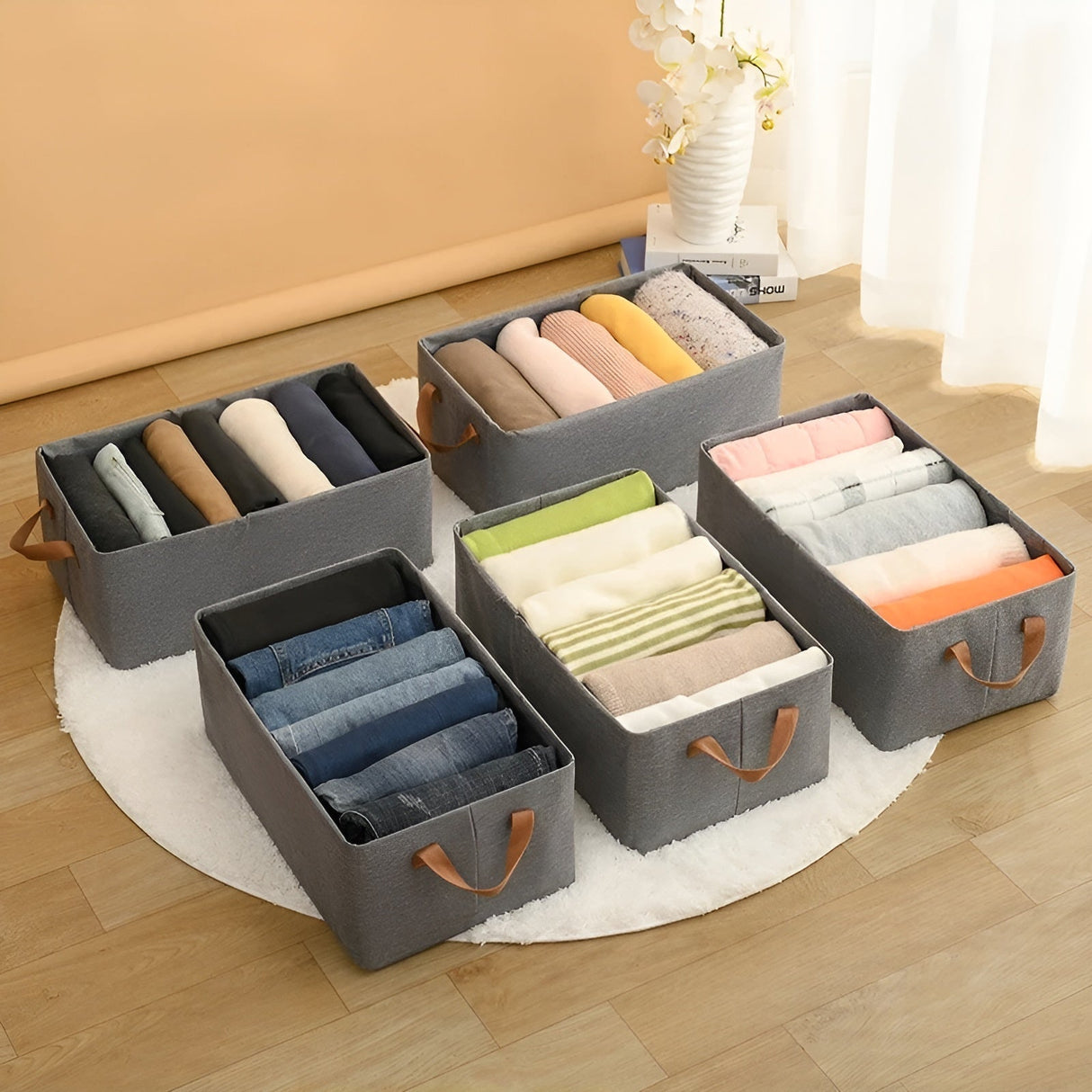Fällbara förvaringskorgar – Praktiskt 3-pack | Idealisk för kläder, leksaker och mer Carvallo