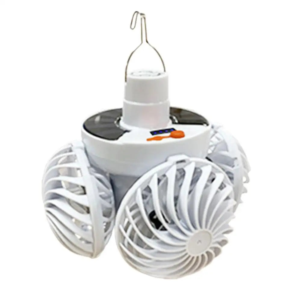 Carvallo Solar Campinglampa med fläkt | Fällbar & Bärbar | 3 Vindsteg & LED-belysning | För tält, terrass & utomhus Carvallo