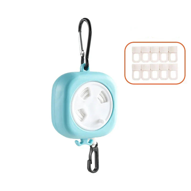 Carvallo tvättlina TravelTendu | 10 m utdragbar med 10 stoppare | För camping, balkong, bad & utomhusäventyr Carvallo