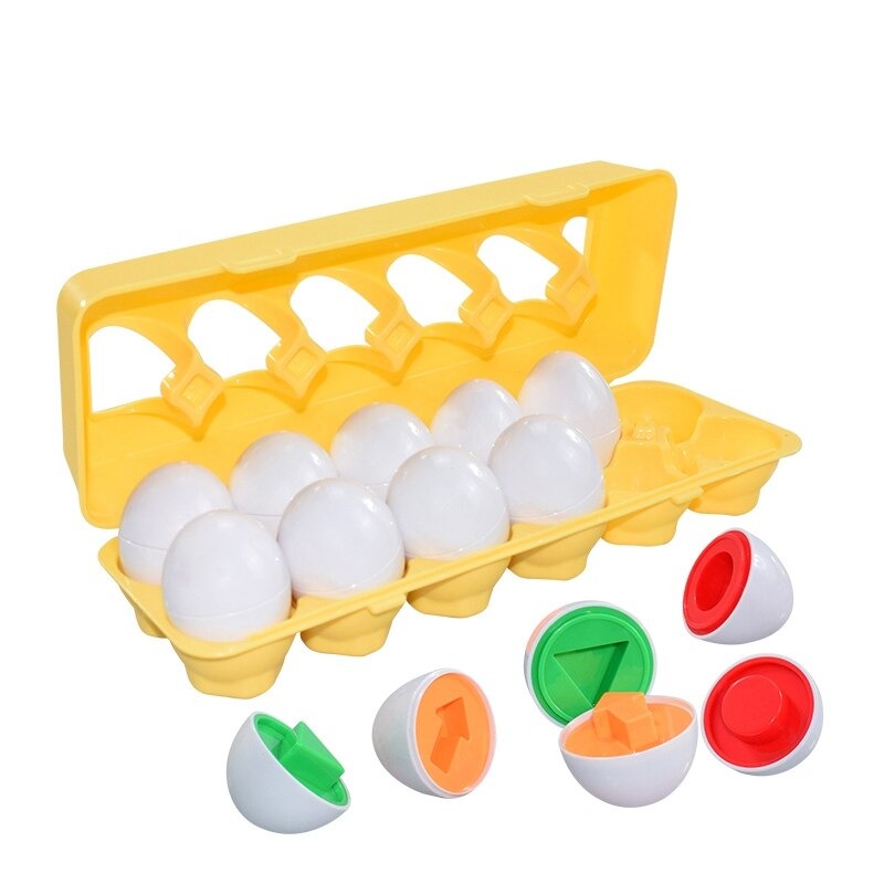 Montessori Pedagogiskt Kycklingägg Leksak-Kids-Hemnix-12 stycken geometriska ägg-Hemnix