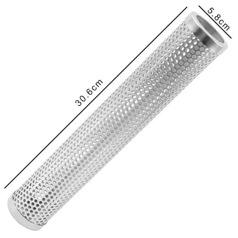 Carvallo Tube Rostfri Rökare-Rör | För Varm- & Kallrökning | BBQ-Aromarör med håldesign | 30,6 × 5,8 cm / 15,3 × 5,3 cm Carvallo
