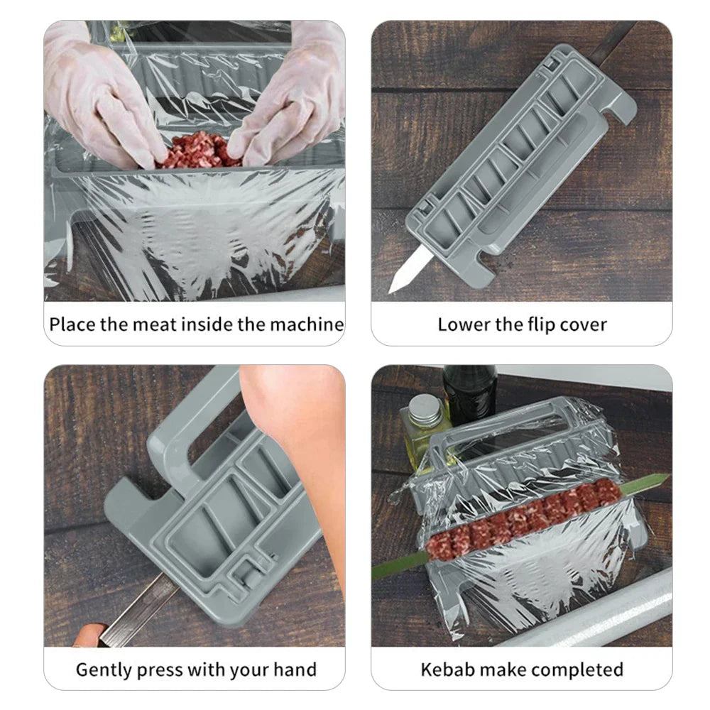 Carvallo-Spetsmaskin GrillMaster SkewerPro | BBQ-Spettpress av ABS | Enkla kött- och grönsaksspett | Återanvändbar och lätt att rengöra Carvallo