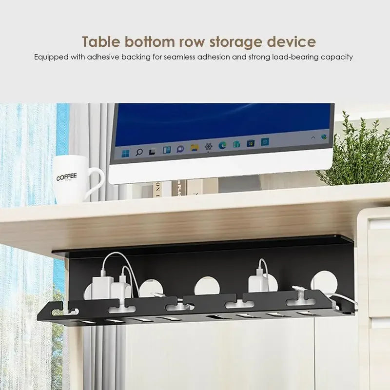 Carvallo DeskFixx | Under-bord Kabelhantering | Ingen borrning | Robust stålhylla | Svart Carvallo