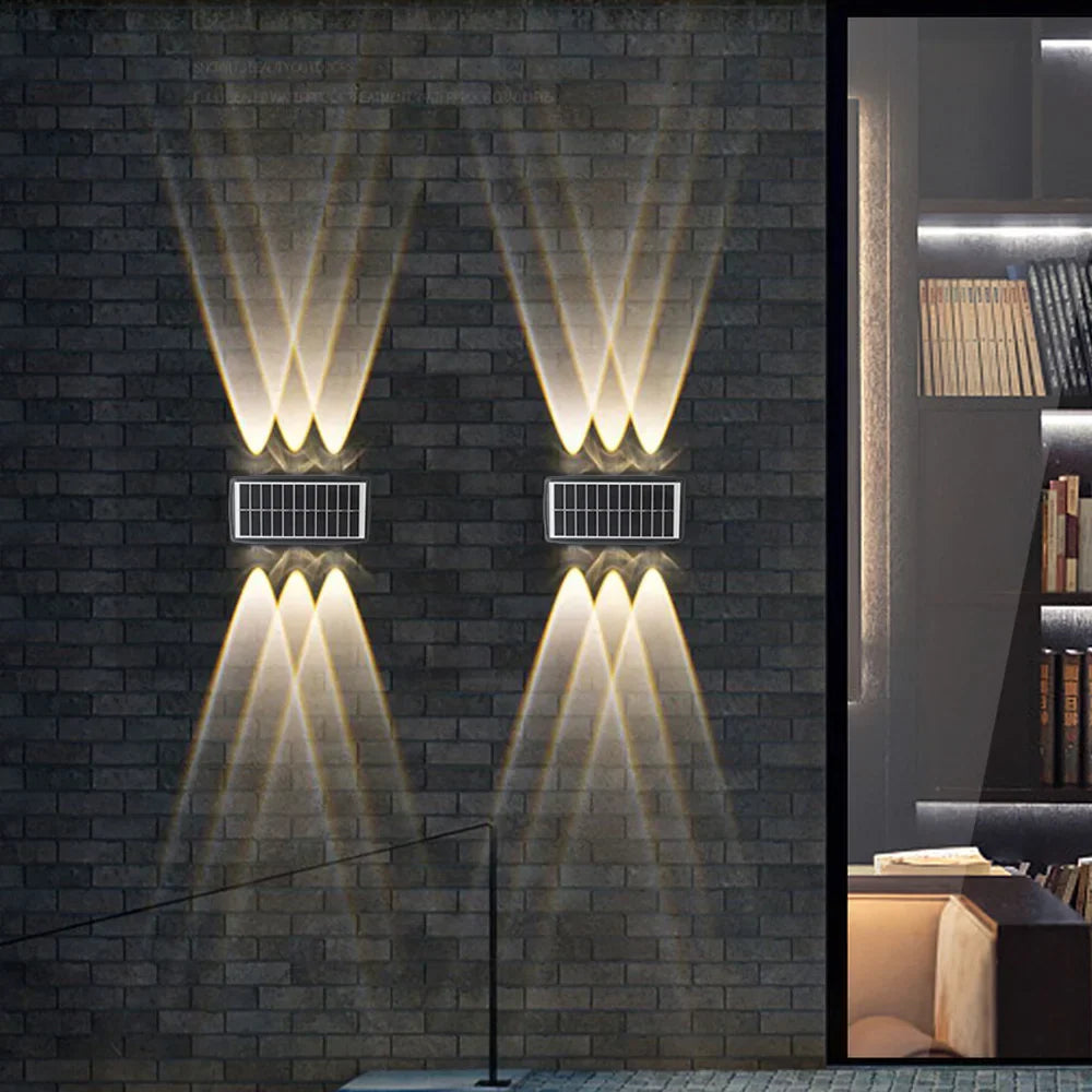Solpanel LED utomhusvägglampa med upp- och ned-effekt – Modern vägbelysning för trädgård och terrass Carvallo