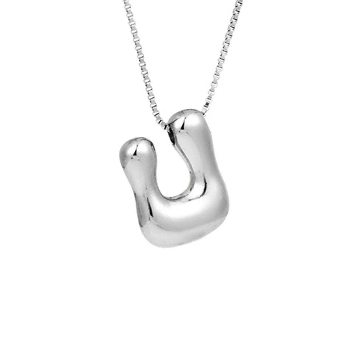 Royelux A-Z Ballong Bubbel Bokstav Hänge Halsband – Silver Chunky Initial Smycken Carvallo