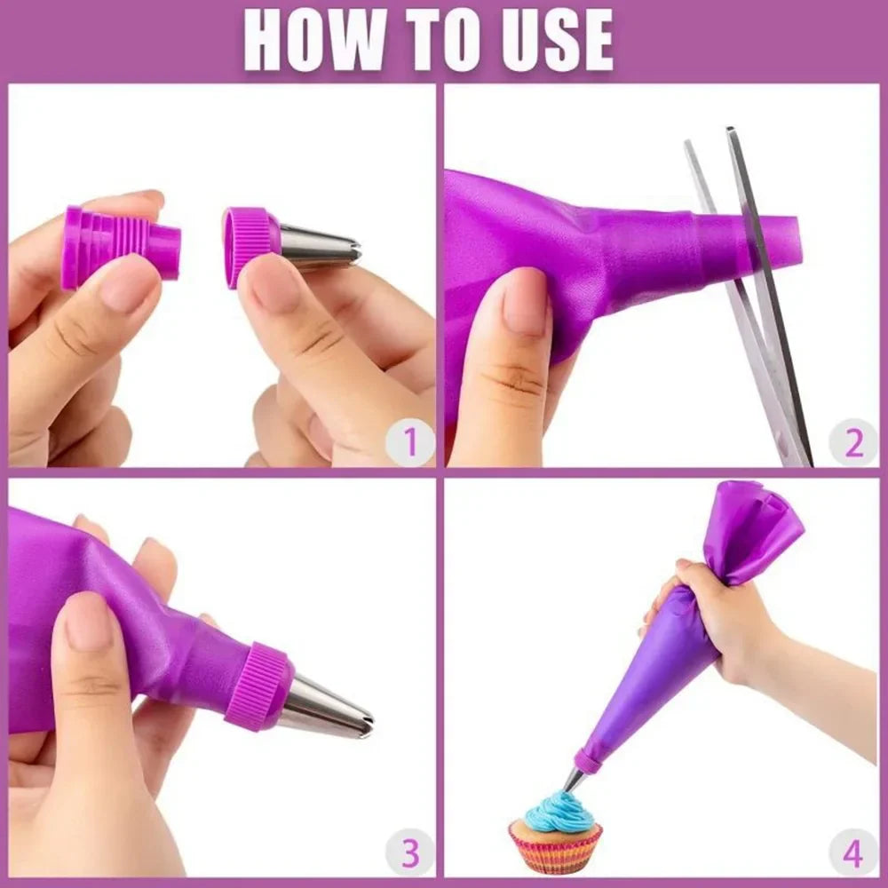 Carvallo Tårta Dekor Set Komplett | 40-delad | Proffs Spritsar & Silikon Spritspåsar | För Cupcakes, Tårtor & Kakor Carvallo