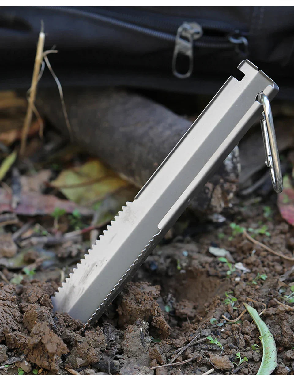 Carvallo EdgeLite Titan-handspade med vågslip & clips | Ultralätt & rostfri | För camping, trädgård & utomhus Carvallo