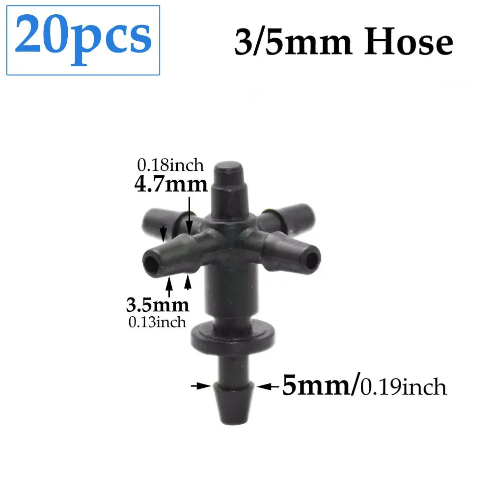 Carvallo Cross Connector | 2-Way Arrow Connection | For 3 mm & 5 mm Hoses | Drip Irrigation Systems Carvallo