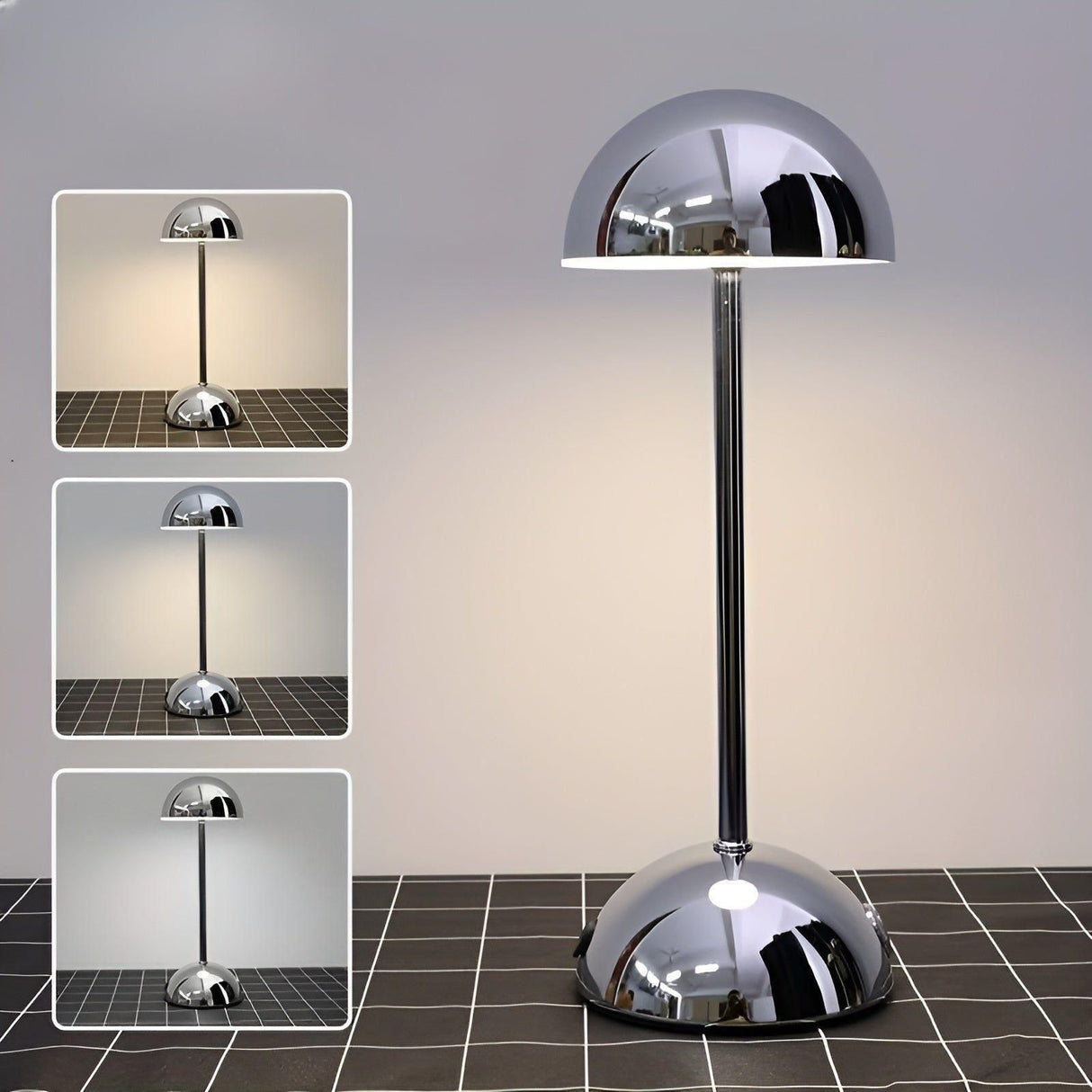 ShineMushroom Lampa - Polerat Metall Touch Control Dimbar Svamp Lampa Carvallo