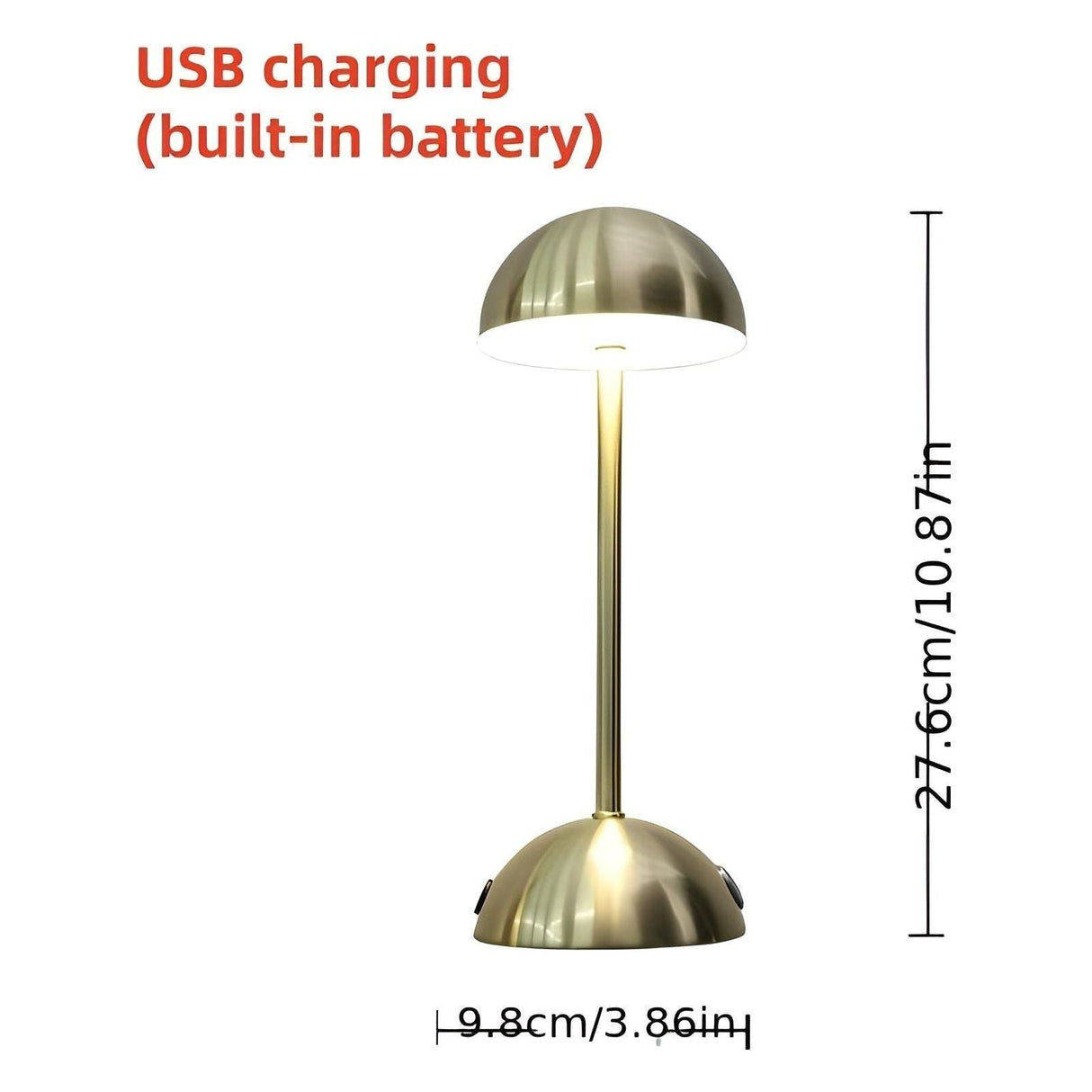 ShineMushroom Lampa - Polerat Metall Touch Control Dimbar Svamp Lampa Carvallo