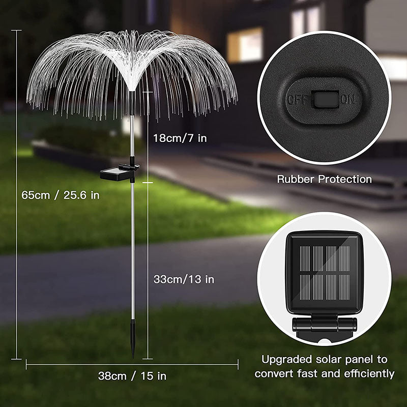 3 Paket Solfiberoptiska Lampor med Manetformad Design för Trädgården Carvallo
