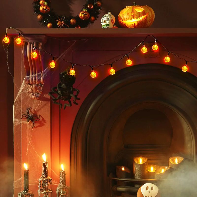 Solenergi Drivna Vattentåliga Kristall Globe Ljus – 35,6 fot Utomhus LED Ljuslina med 8 Lägen (Perfekt för Trädgård, Terrass, Evenemang) Carvallo